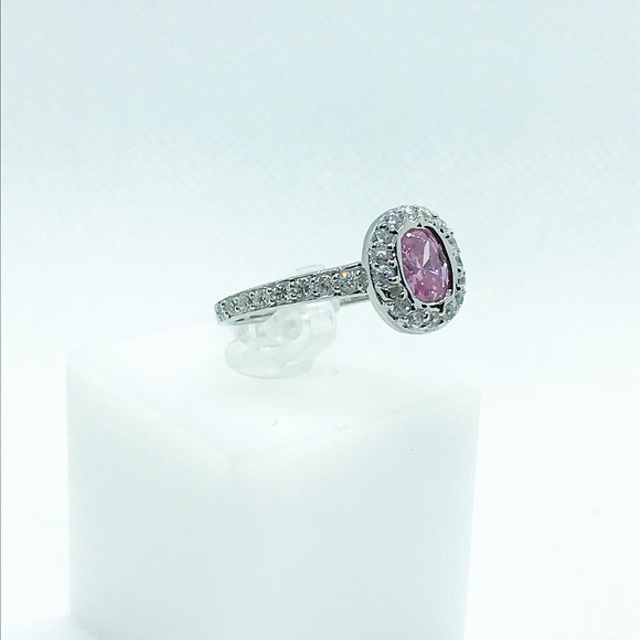 Sterling Silver Pink Oval Cubic Zirconia Ring